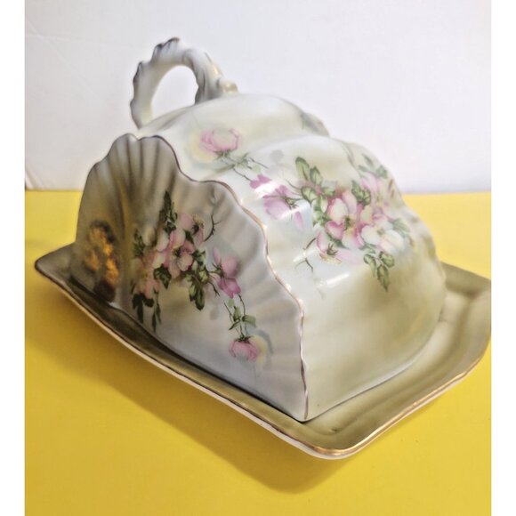 Vintage Nippon hand-painted porcelain covered cheese dish - Picture 2 of 10